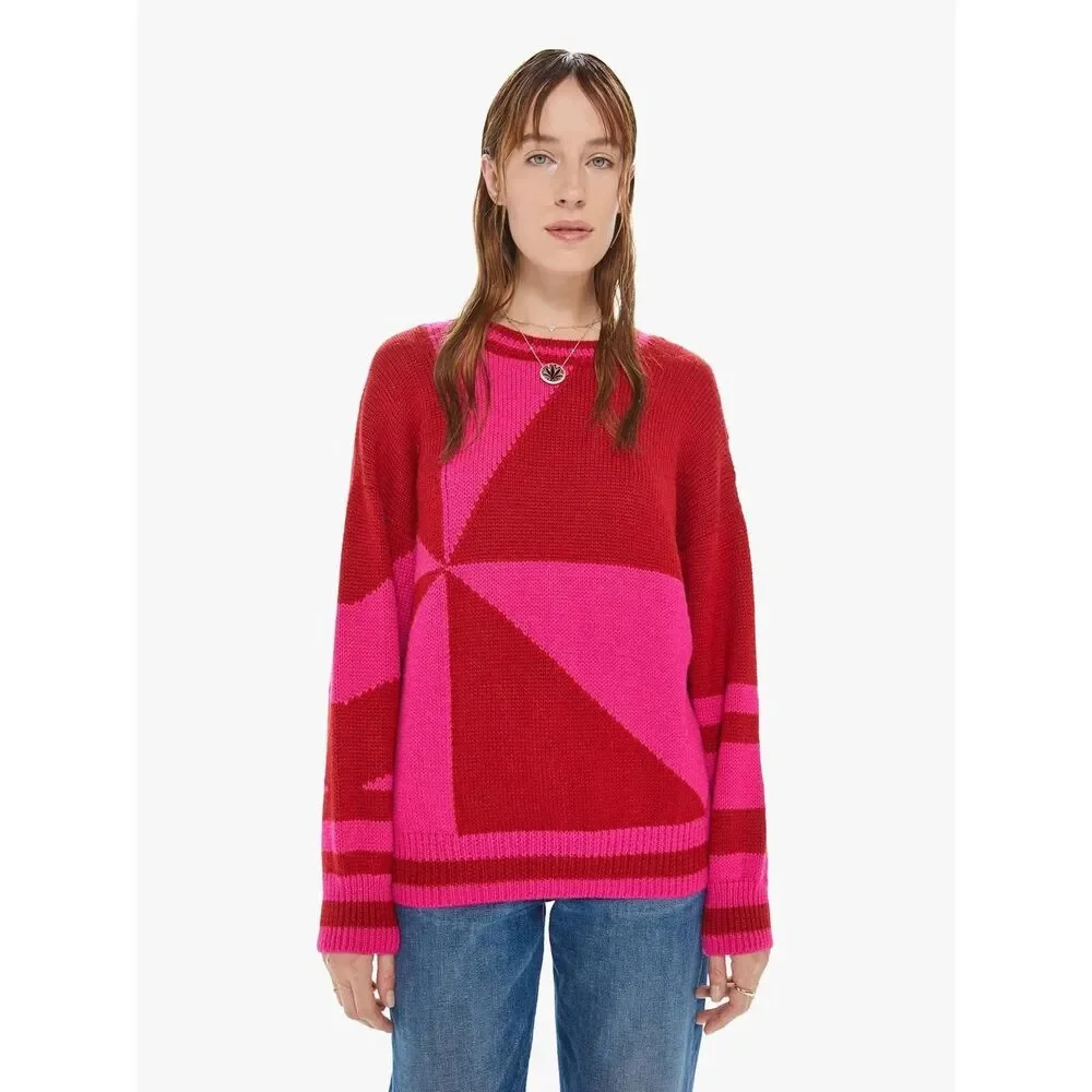 MOTHER Vibrant Red and Pink Crew Neck Sweater - Picture 5 of 13